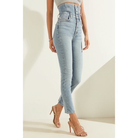 New GUESS IT GIRL HIGH WAIST RISER DENIM Jeans SZ 27 - Picture 5 of 10